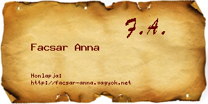 Facsar Anna névjegykártya